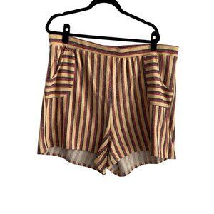 Modcloth Women Plus SZ 2X Multicolor Striped Elastic Waist Pocketed Shorts